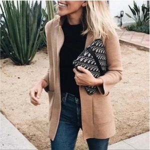 J.Crew Sophie Open-Front Sweater Blazer Heather Khaki